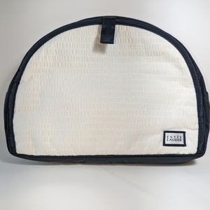 Este Lauder Large White and Navy Cosmetic Bag